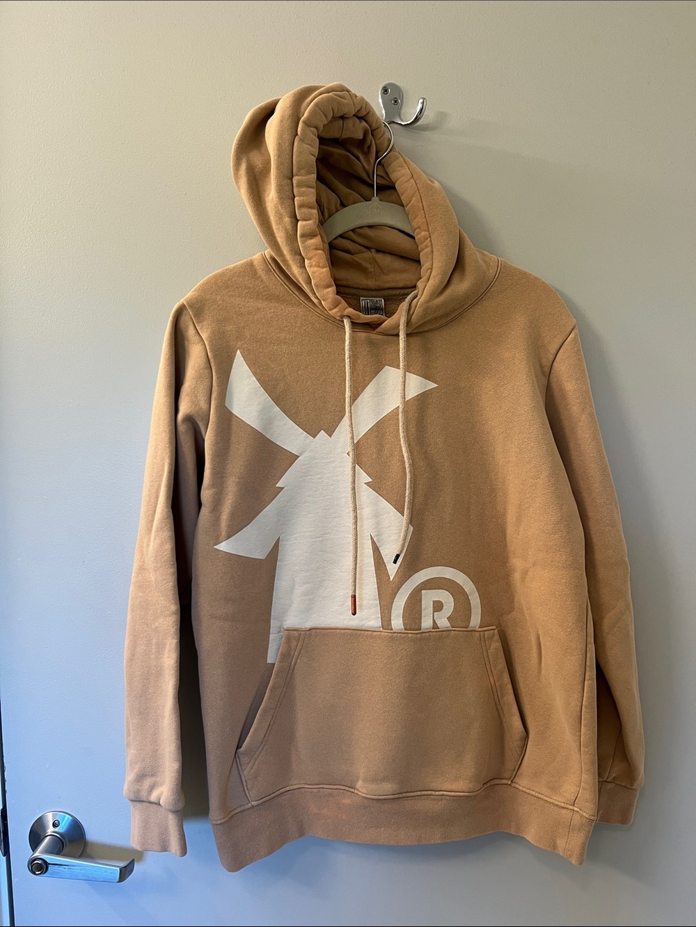 Dutch Bros Tan Hoodie with White Windmill Graphic